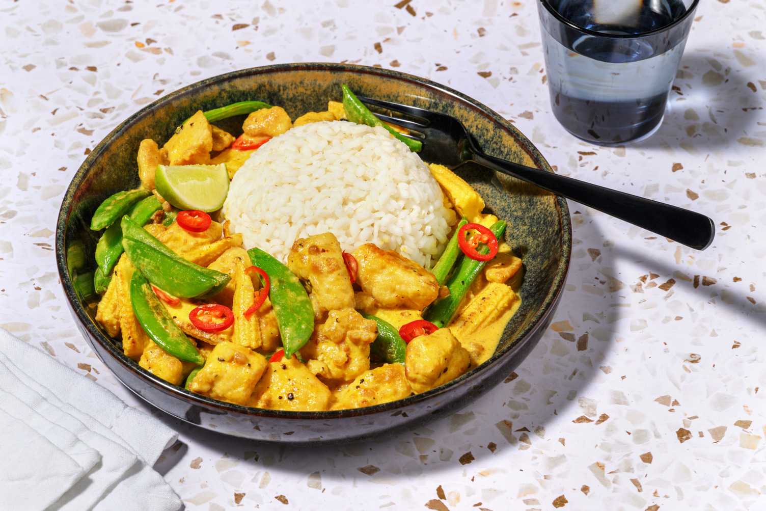 Fragrant Yellow Thai Style Halloumi Curry & Sticky Rice