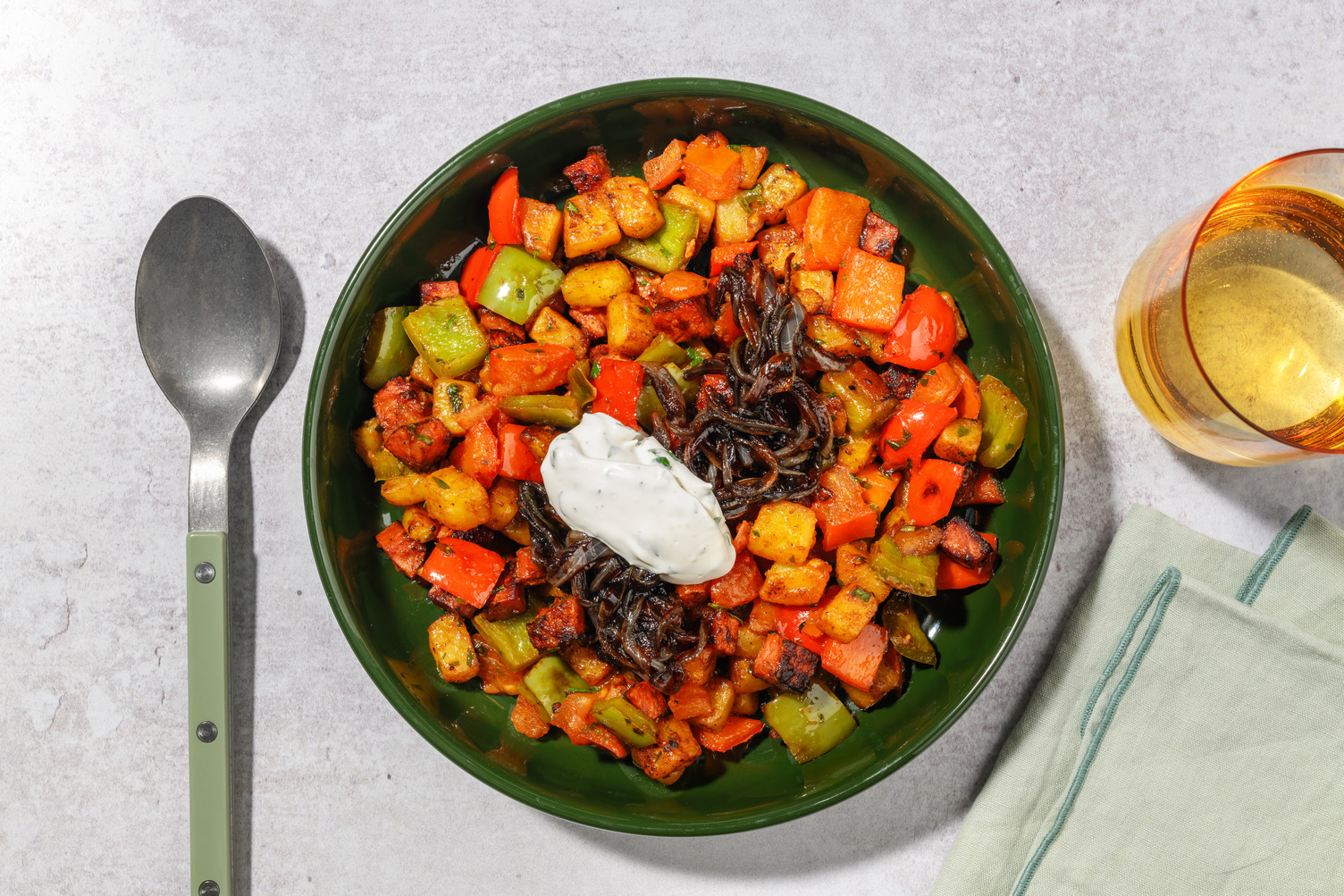 Rauchige Gemüse-Pfanne mit doppelt Chorizo