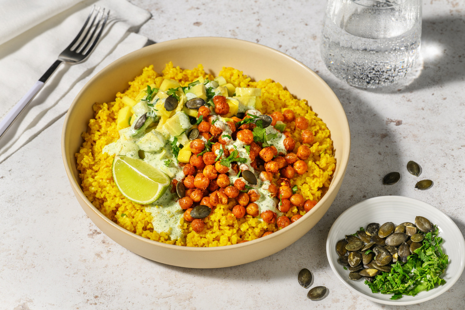 Pois chiches fumés & salsa mangue-avocat