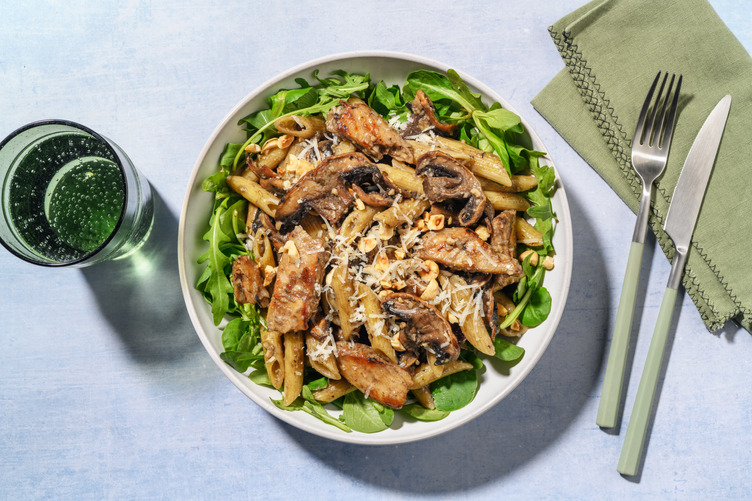 Les Végé : penne forestières & émincés veggie