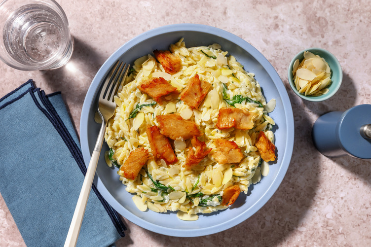 Le Végé : orzo, émincés veggie & fromage frais
