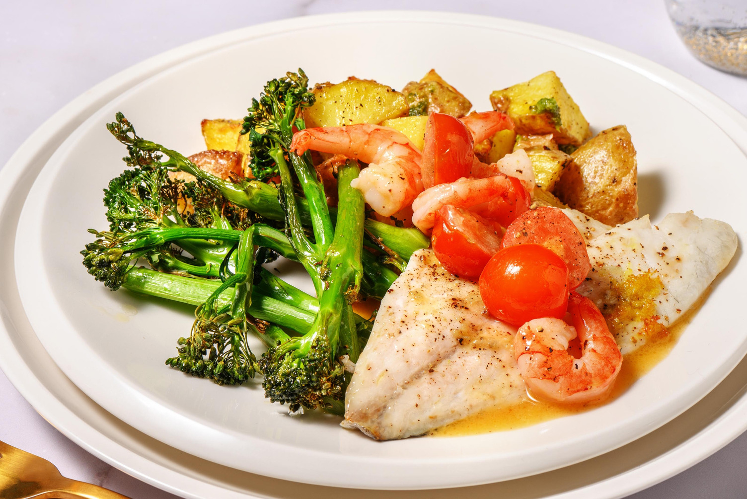Sea Bream & King Prawns in a Tomato Butter Sauce