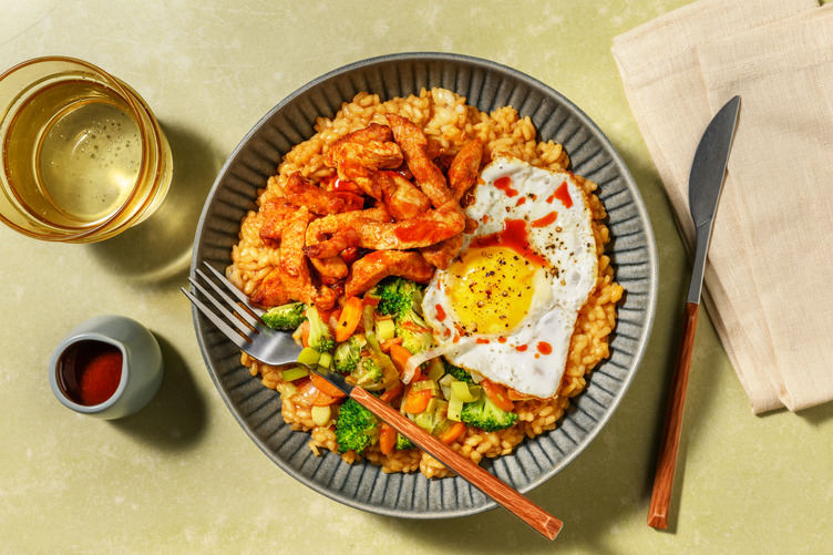 Bibimbap: extra de lomo adobado con arroz al estilo koreano