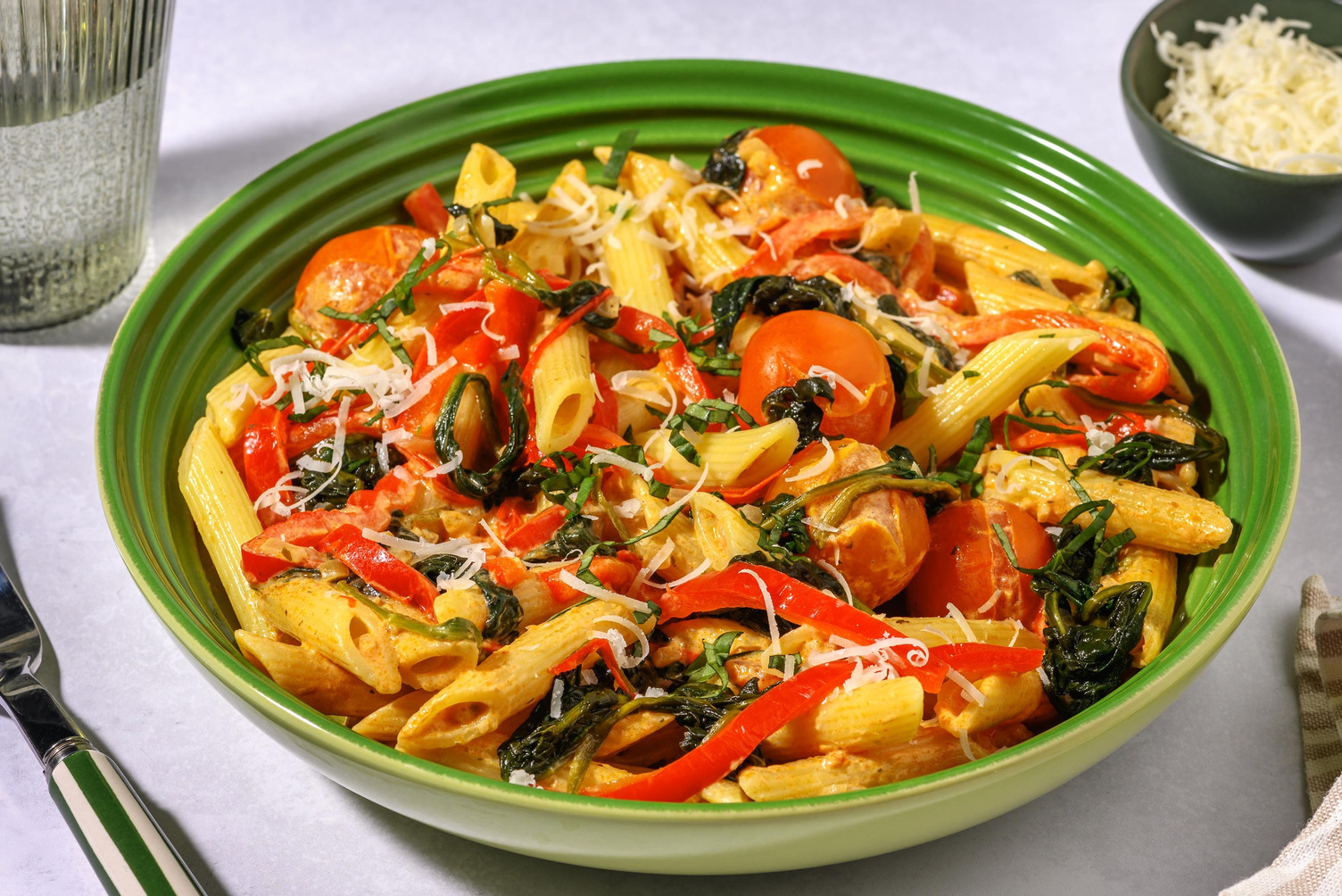 Penne met spinazie-roomsaus