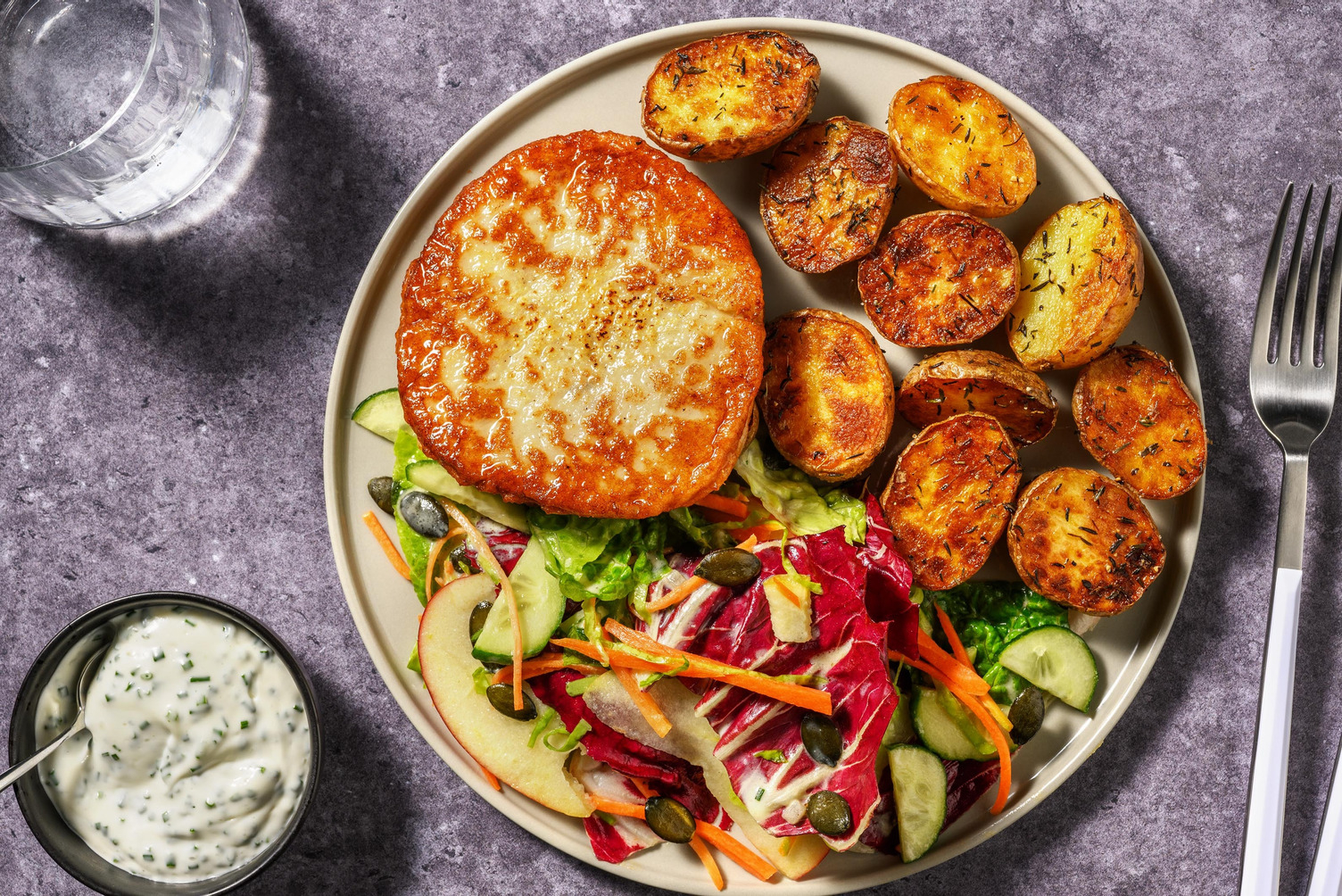 Veggie visburger met ravigotedressing