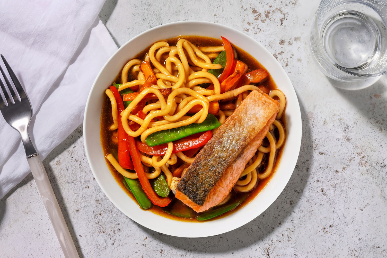 Teriyaki Salmon Udon Traybake
