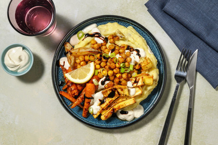 Lemony Tahini Roast Veg with Falafel