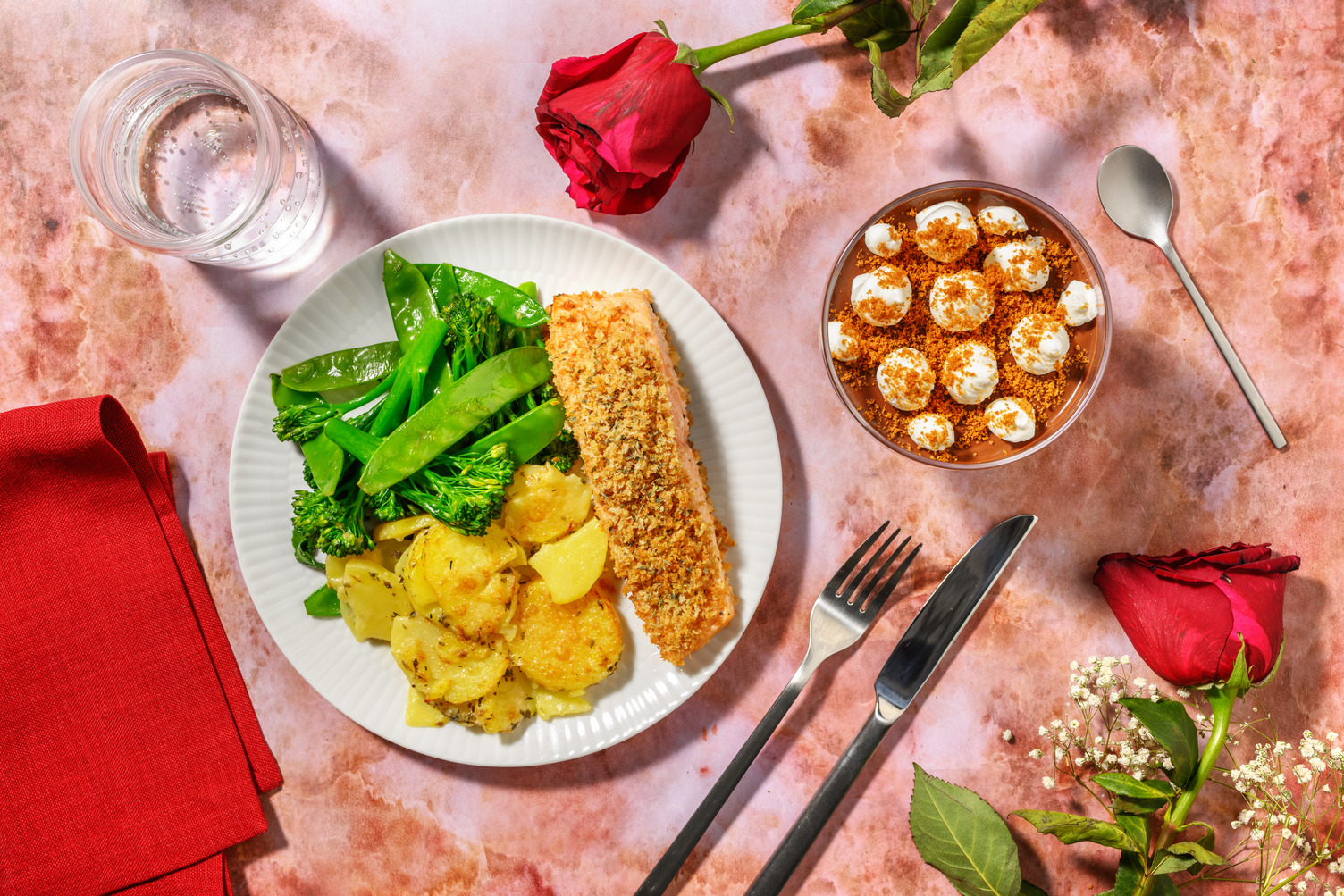 Herby Crumbed Salmon Fillet and Cheesy Dauphinoise