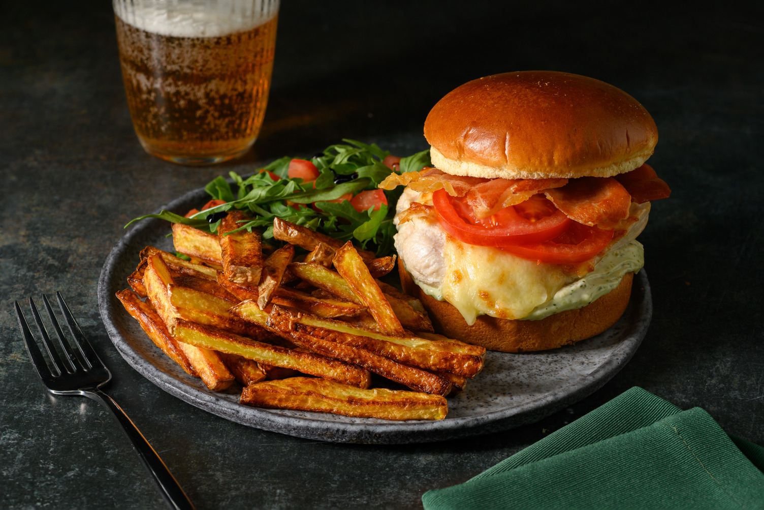 Butterflied Cheesy Chicken and Serrano Ham Burger