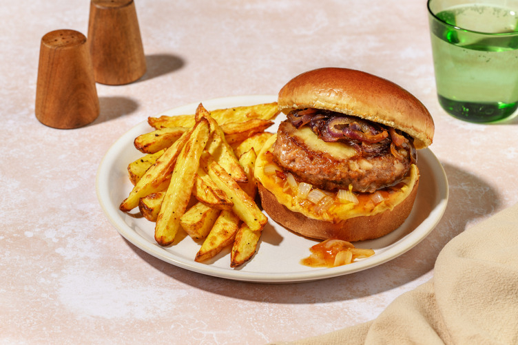 Burger au steak végétal, chutney & gouda