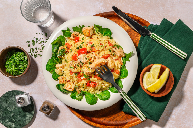 Orzo au poulet sauce ail & persil