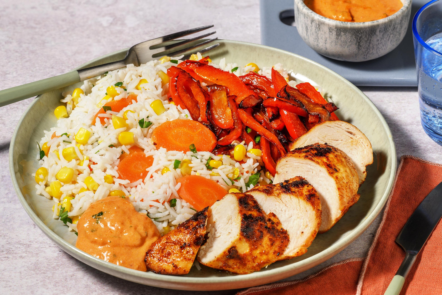 Bunter Reis mit Poulet