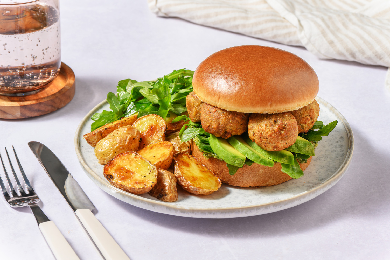 Double Falafel and Avo burger