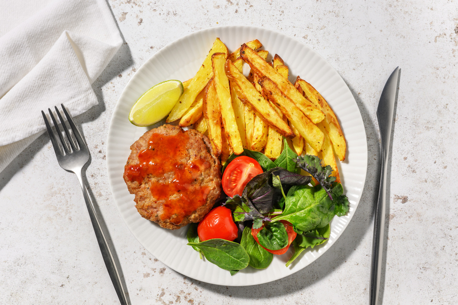 Hot Honey Naked Burger and Spiced Chips