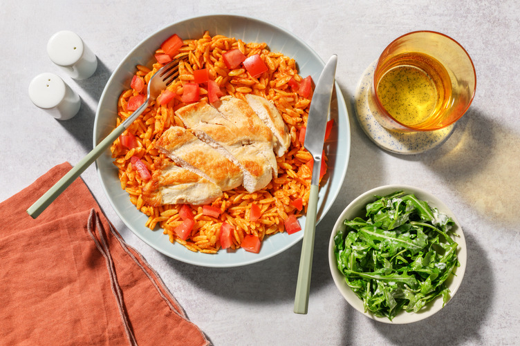 Chicken and Sun Dried Tomato Orzo with Irish Bacon