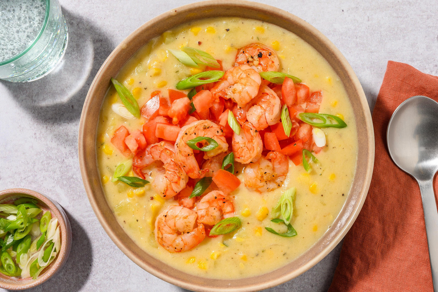 Corn Chowder! mit Knoblauch Garnelen