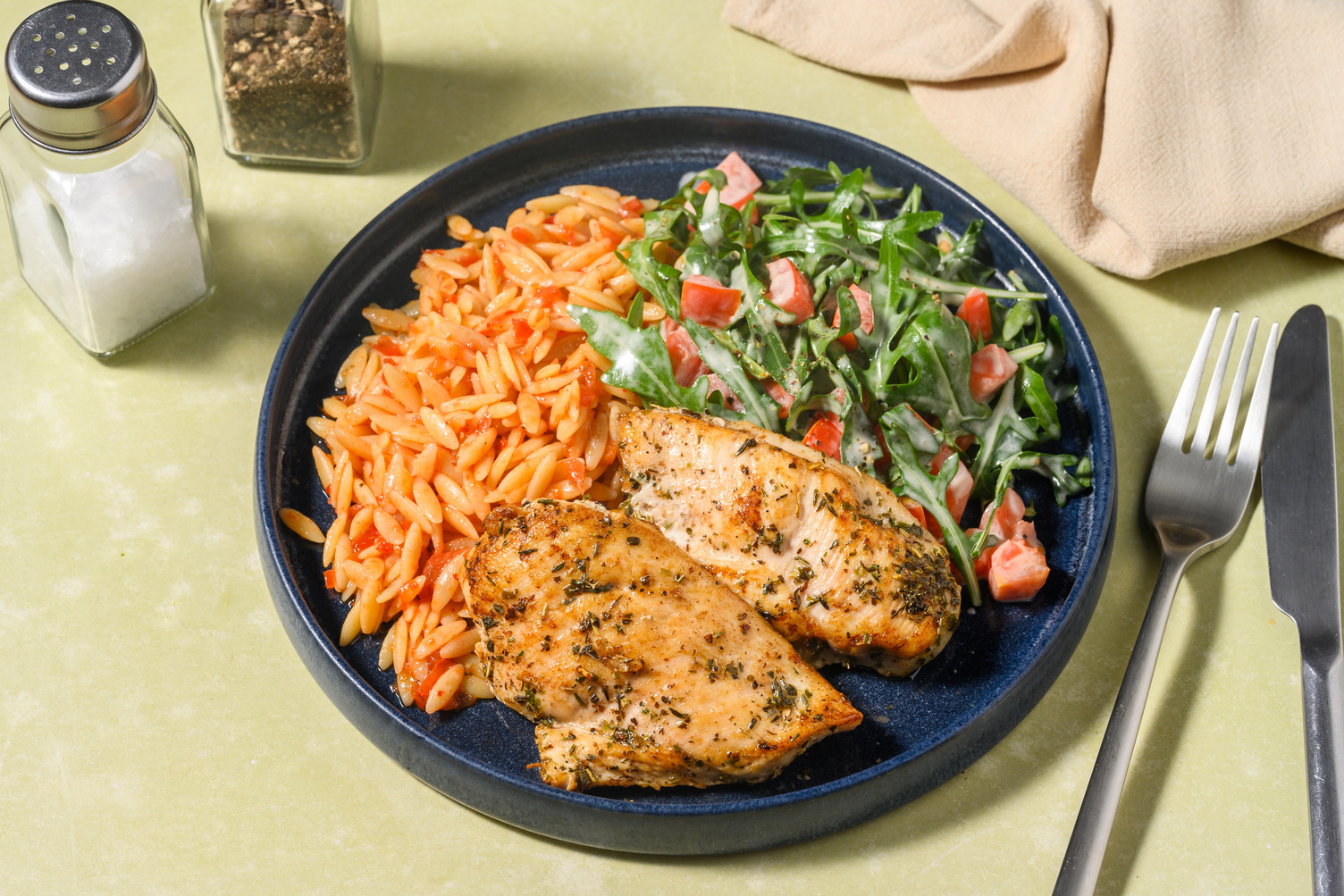 Salmon and Sun Dried Tomato Orzo