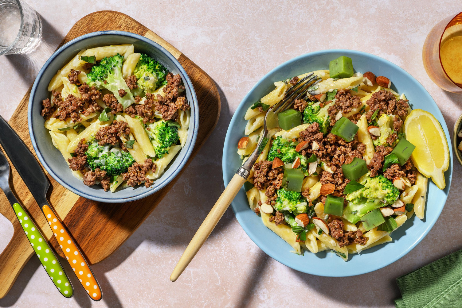 Romige penne met broccoli en half-om-half gehakt