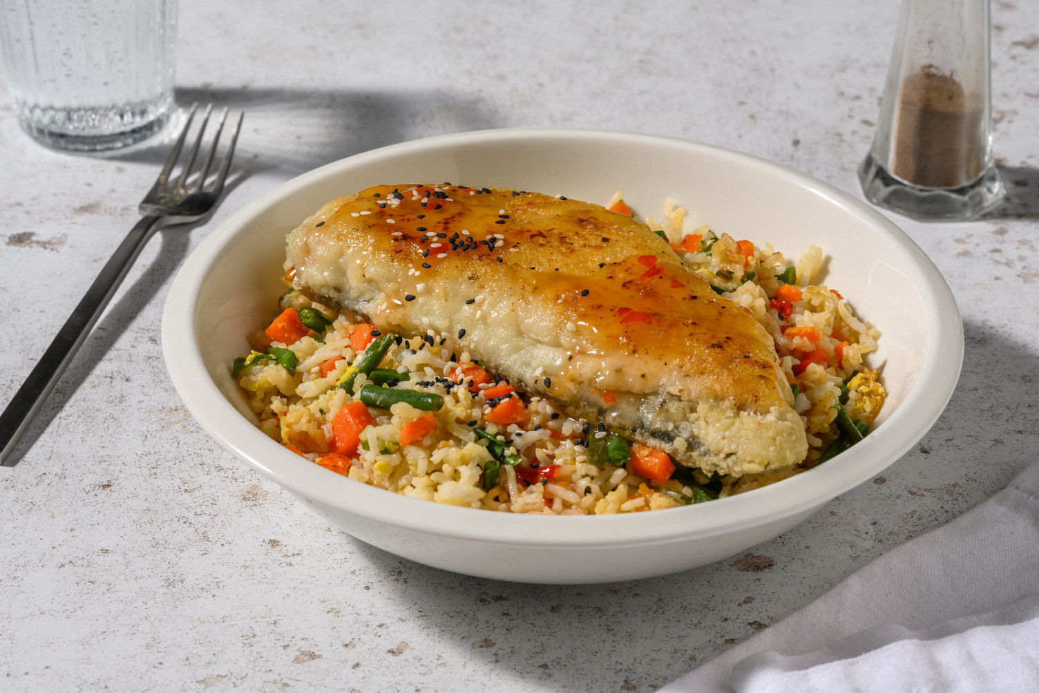 Sticky Asian Barramundi & Veg Fried Rice
