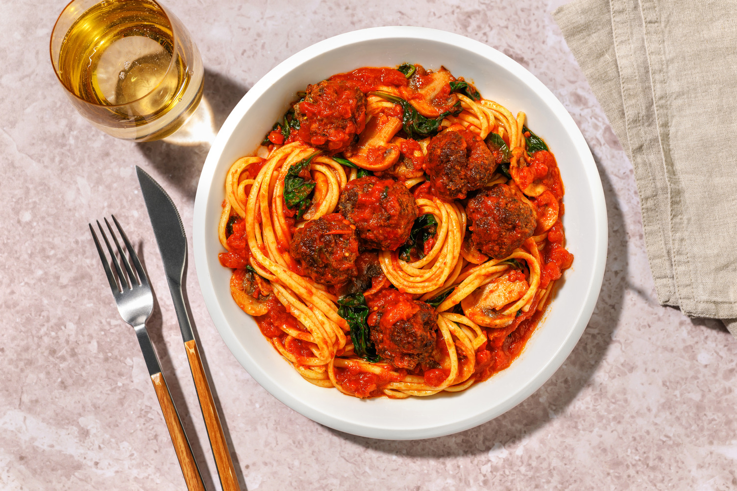 Herby Beef & Pork Meatballs and Linguine