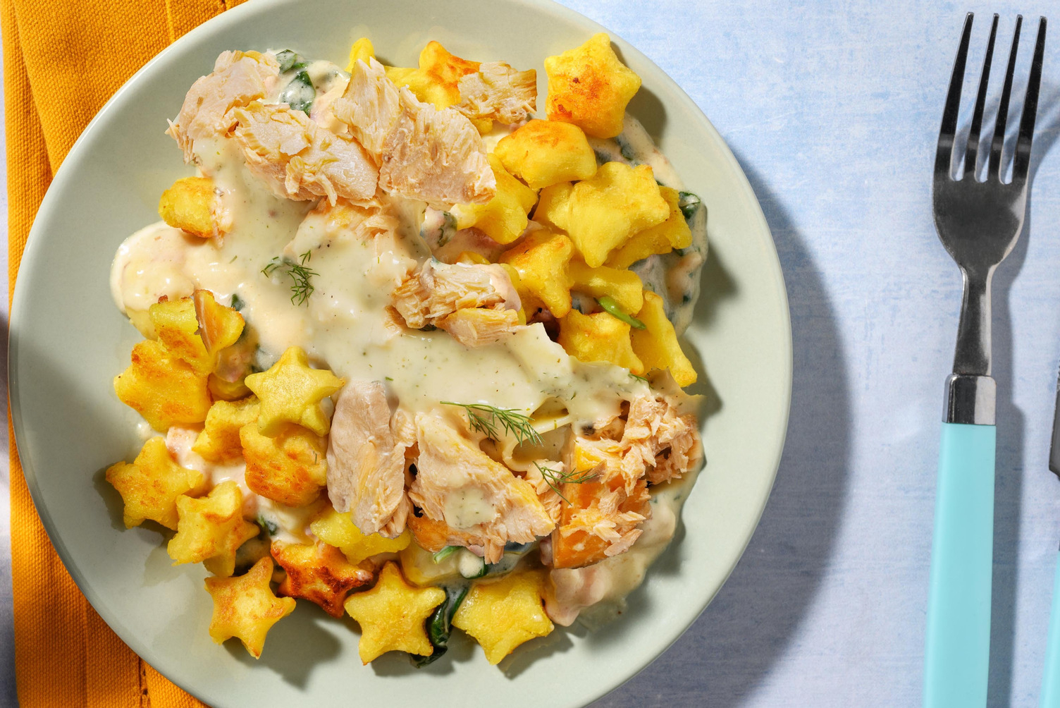 Funkel funkel: Sterntaler-Gnocchi in Lachs-Rahm-Soße