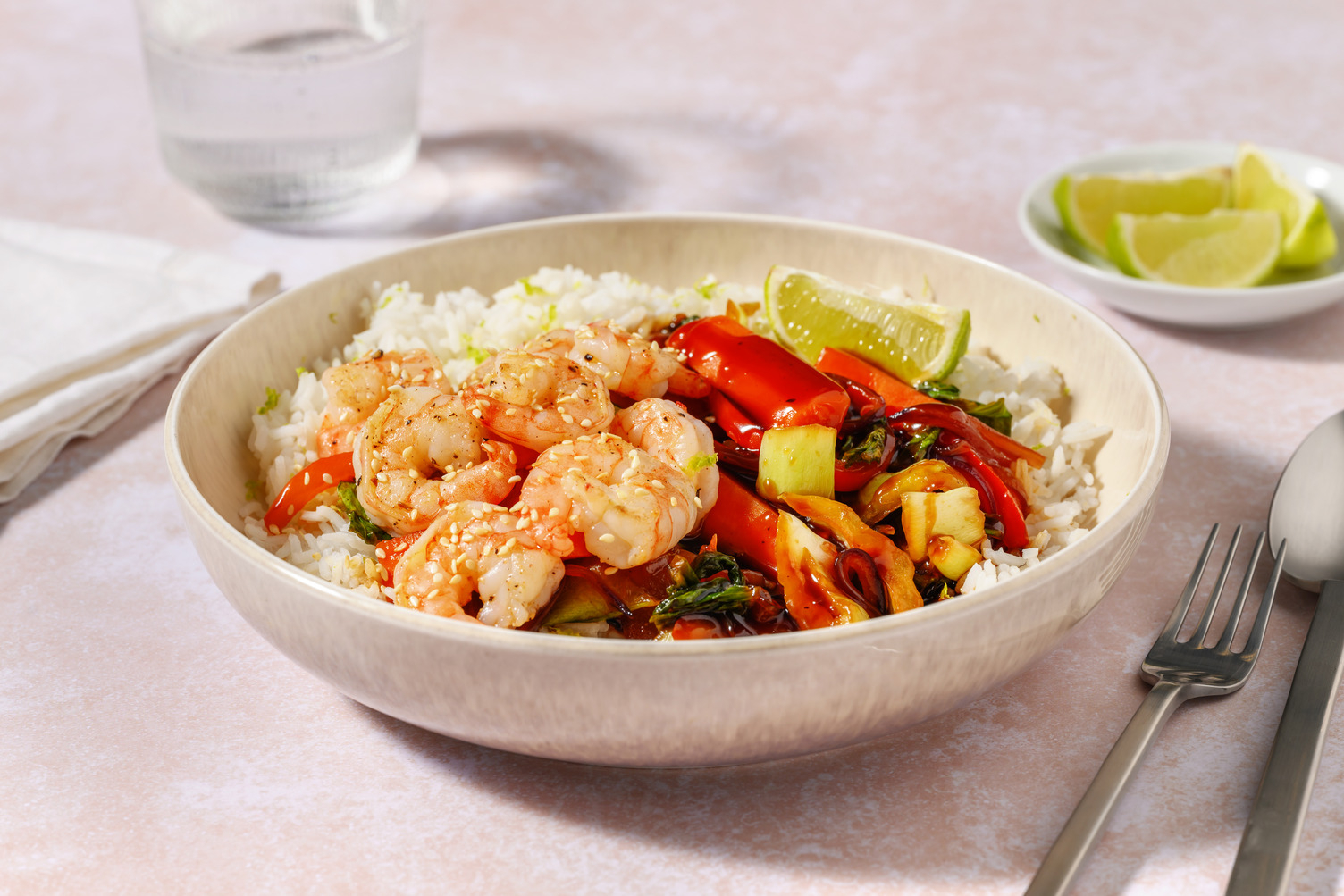 Sesam-Crevetten auf Teriyakigemüse