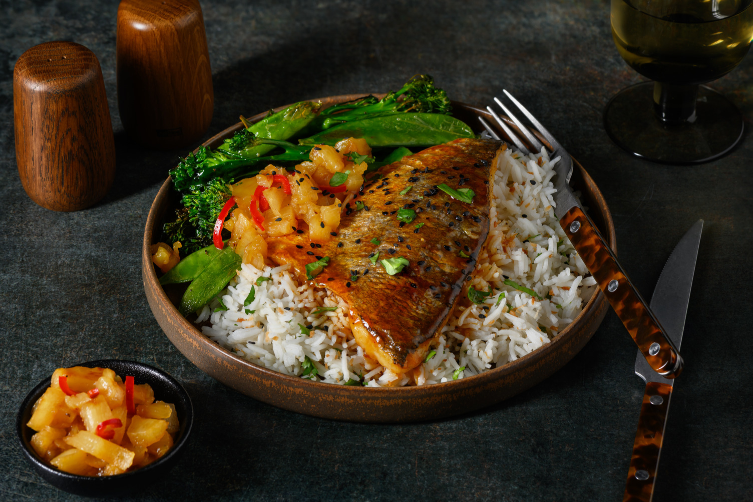 Glazed Teriyaki Sea Bream and Pineapple Salsa