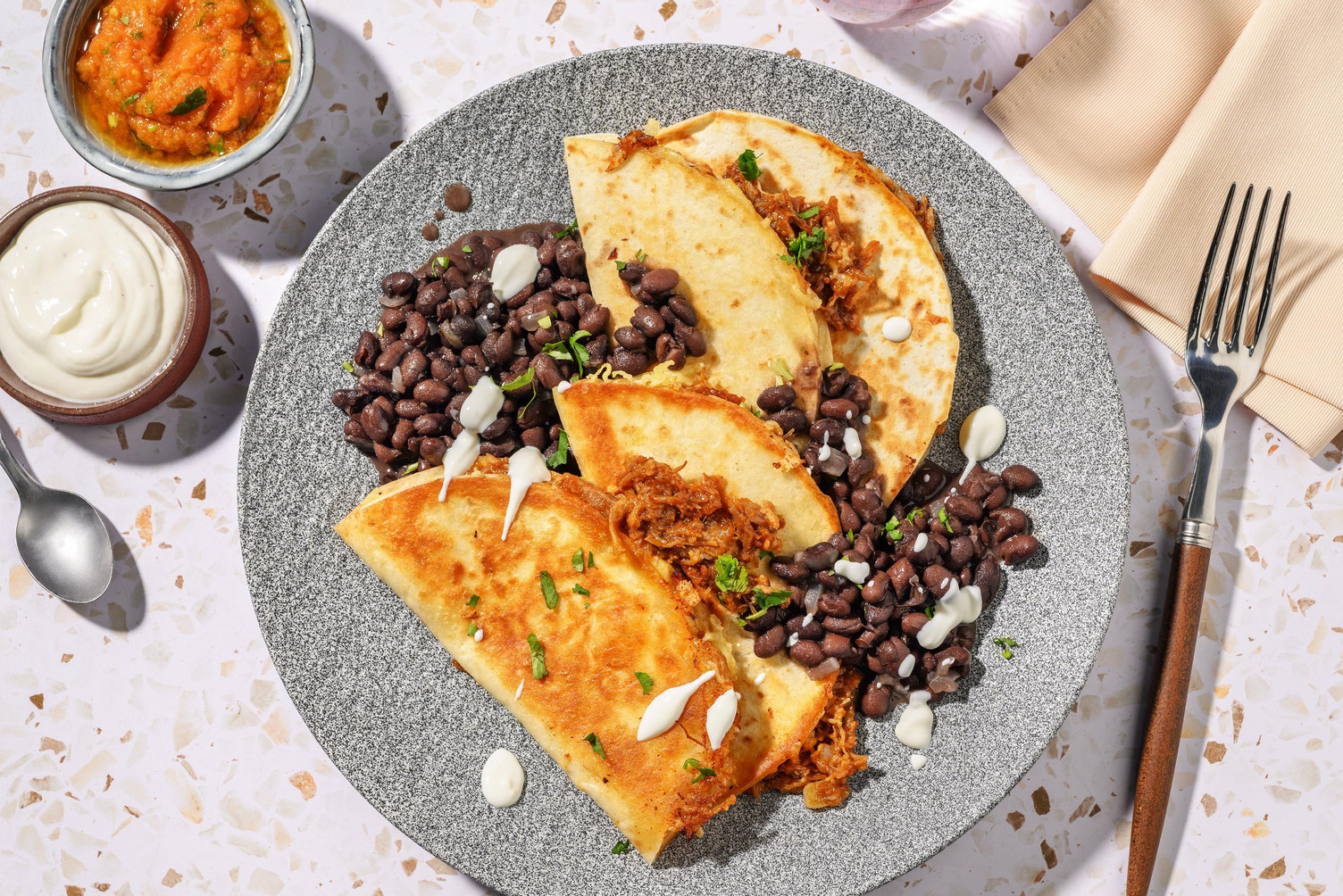 Queso-Tacos! Mit Pulled Pork