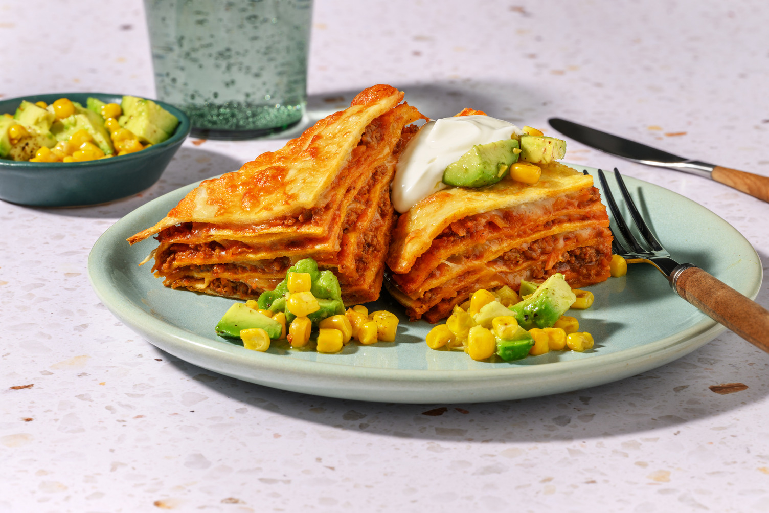 Stacked Cheesy Pork Tortilla Tower