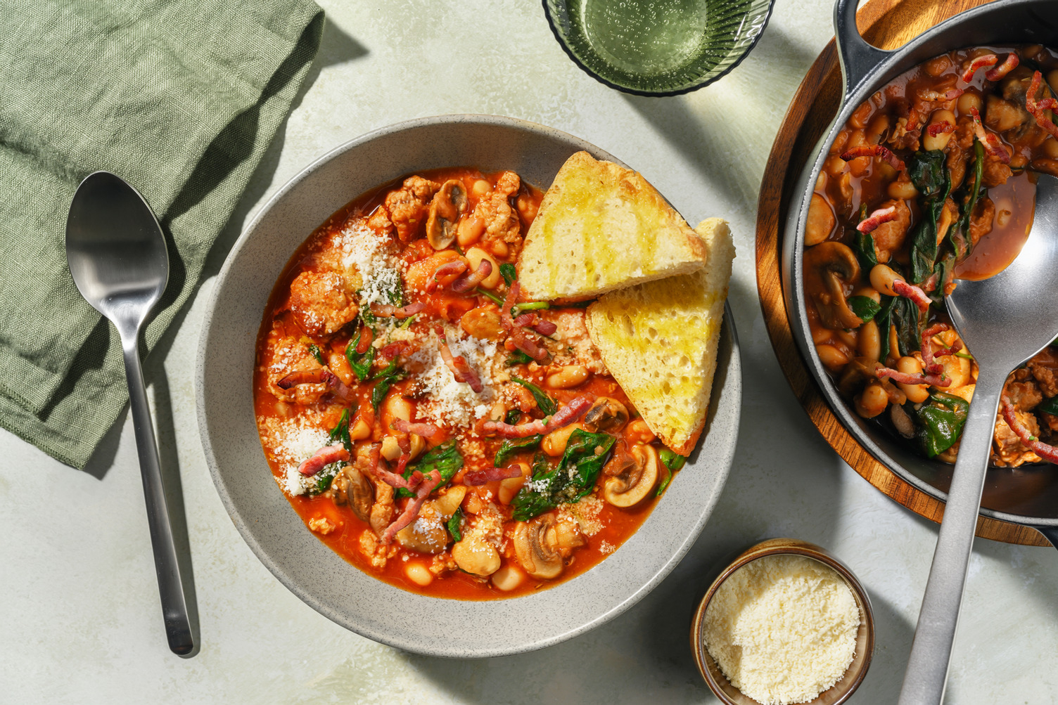 Mommy's One Pot Sausage, Bacon, Bean & Mushroom Cassoulet