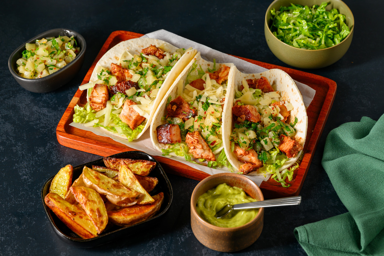 Chipotle Pork Belly & Chorizo Tacos and Pineapple Salsa