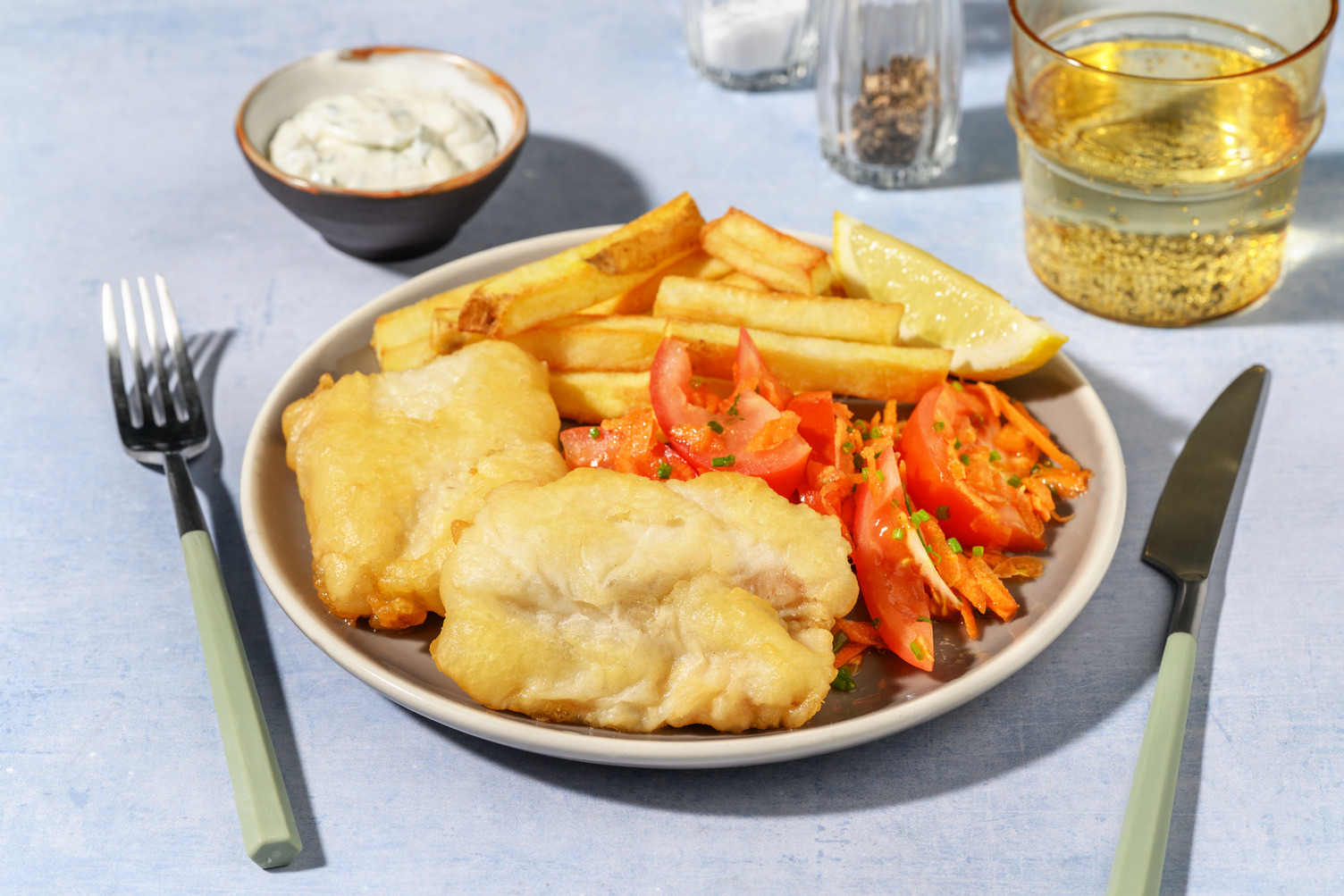 Fish & Chips mit Remoulade & doppelt Pangasius