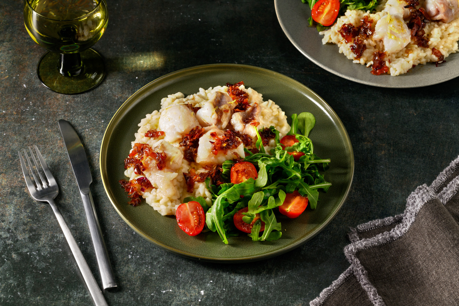Seared Monkfish Medallions on Lemon Risotto