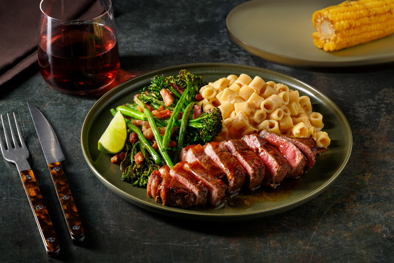 Sirloin Steak in Caribbean Style Sauce and Spiced Mac & Cheese