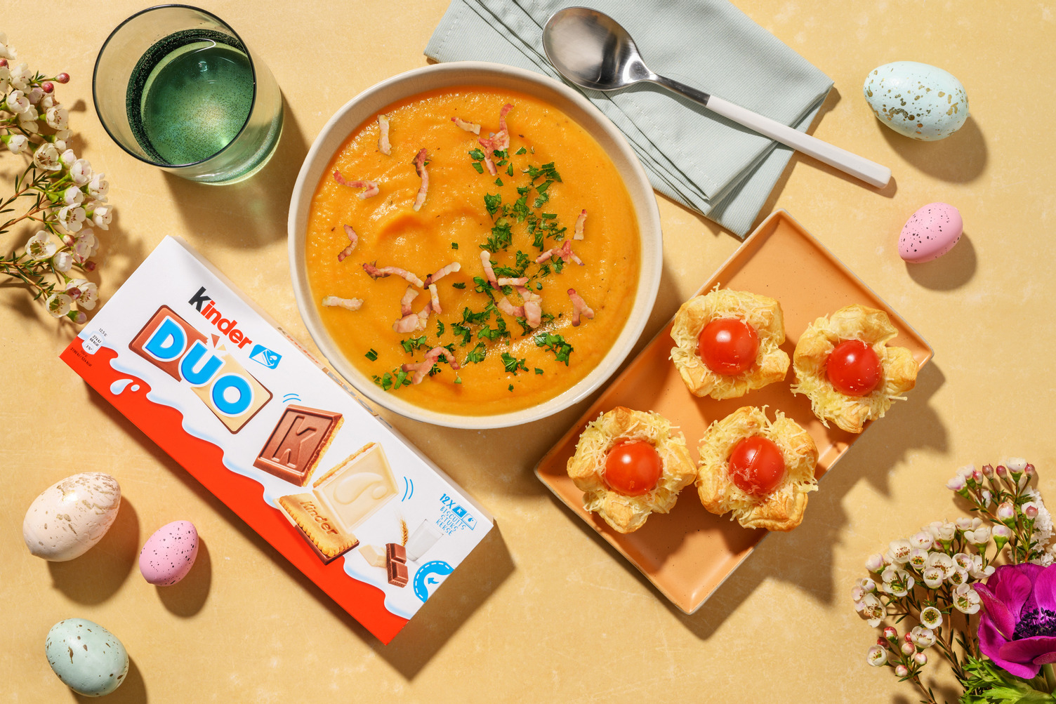 Karottensuppe mit Bacon & käsige Osternestchen