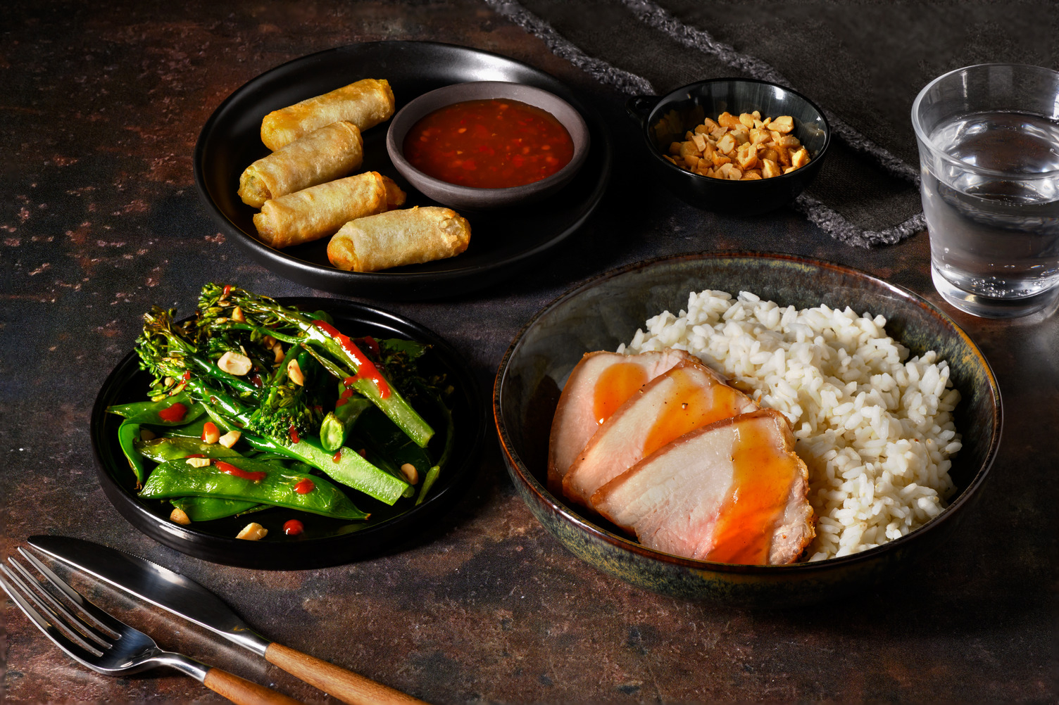 Chinese BBQ Style Roast Pork Belly and Sticky Rice