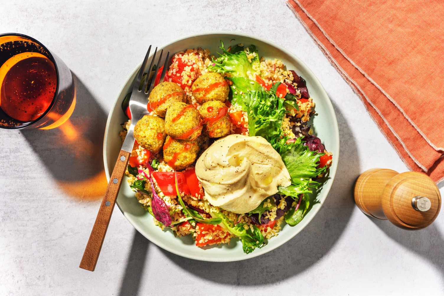 Double Falafel and Greek Style Yoghurt Bulgur Bowl