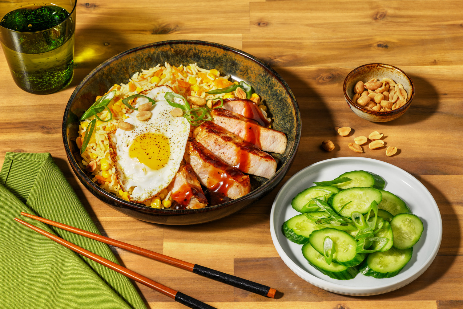 Konfetti-Reis mit Teriyaki-Schweinsnierstück
