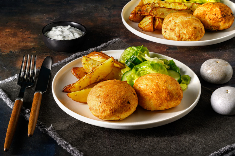Pea Kachori Puffs and Coriander Yoghurt