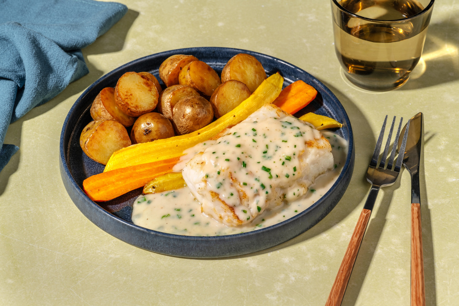 Cabillaud & sauce crémeuse à la ciboulette
