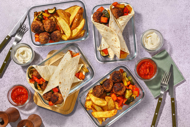 Zweierlei Polpette, im Wrap oder mit Kartoffeln und Grillgemüse