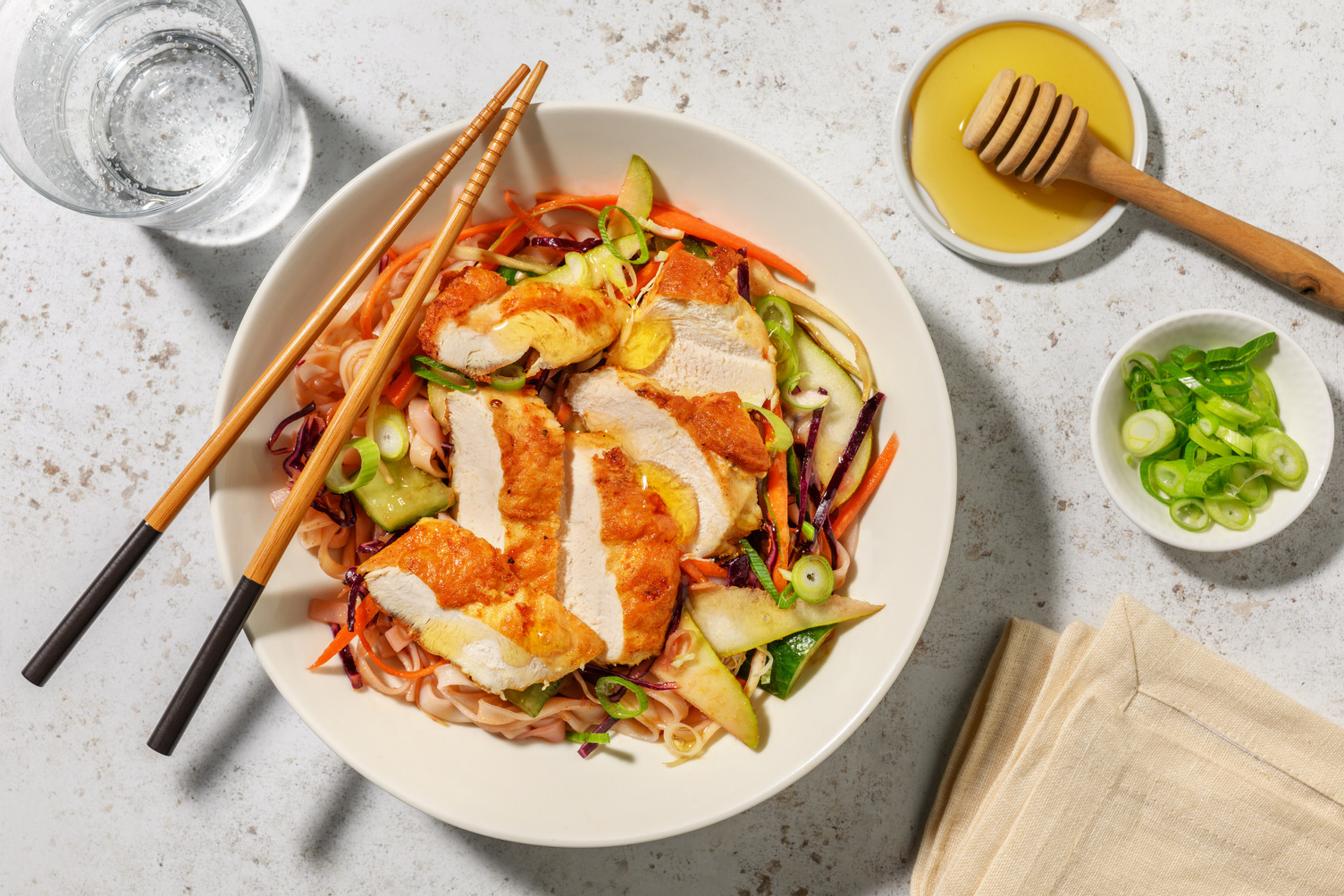 Super Green Thai Style Double Chicken Cold Noodle Salad