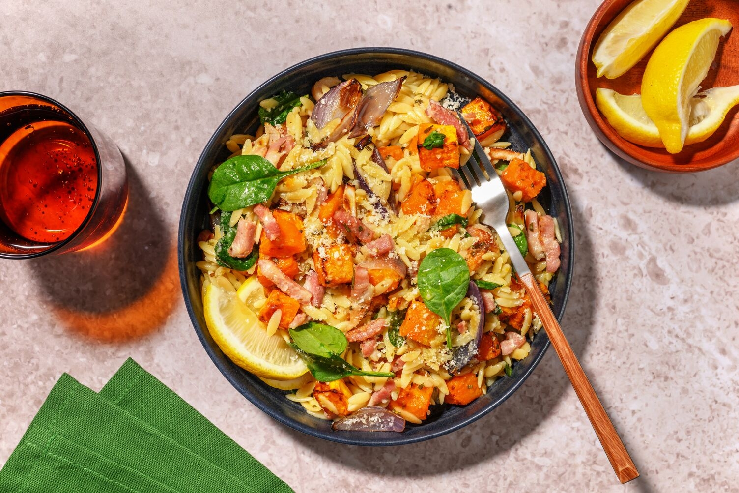 Crispy Pork & Roast Pumpkin Risoni