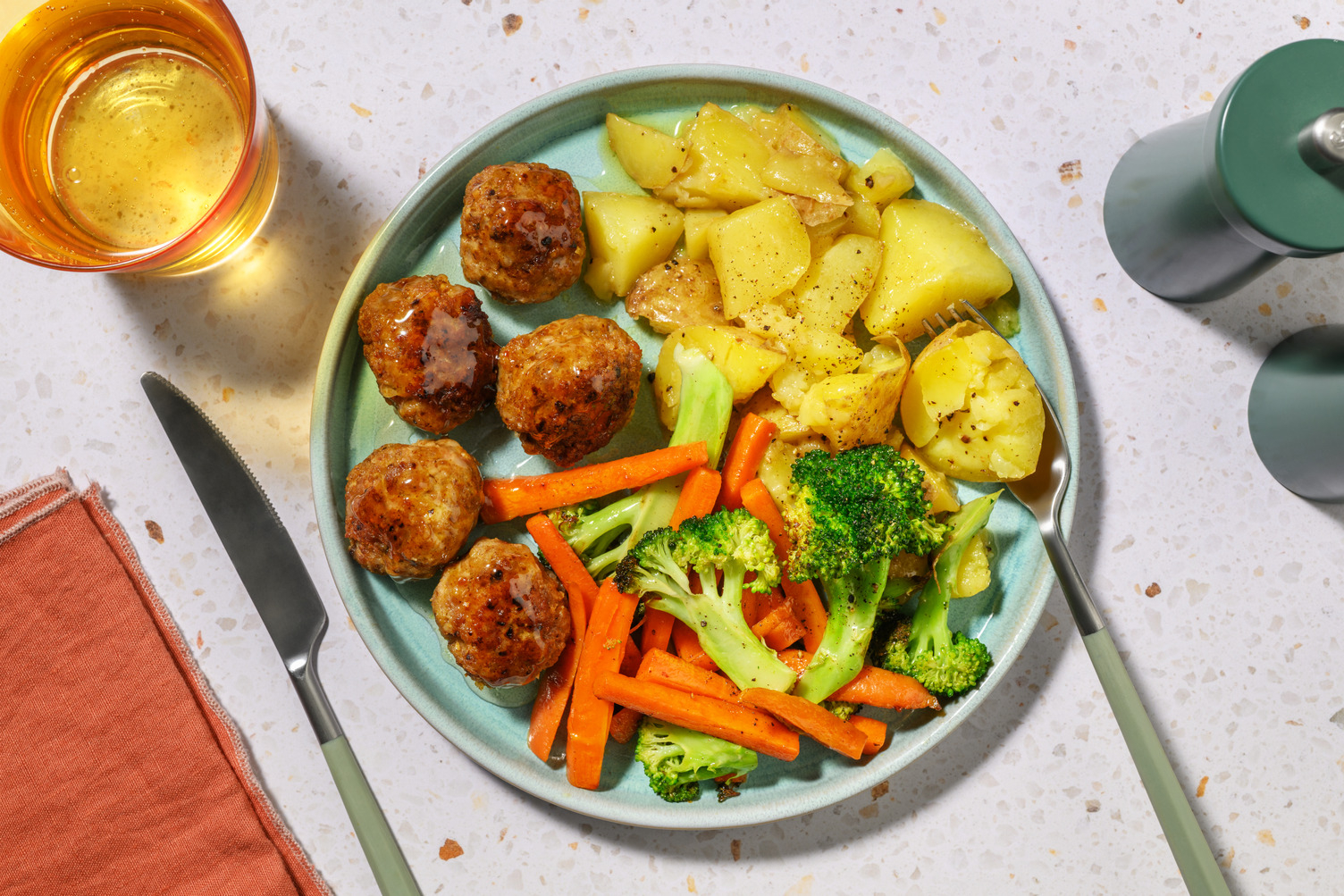 Classic Pork Meatballs & Crushed Potatoes