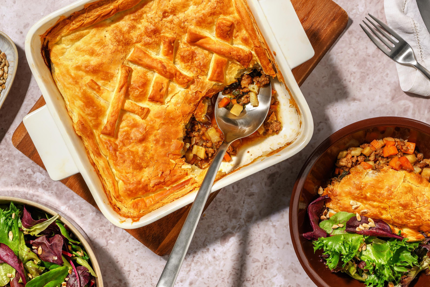 Tourte à la viande de porc, panais et carotte