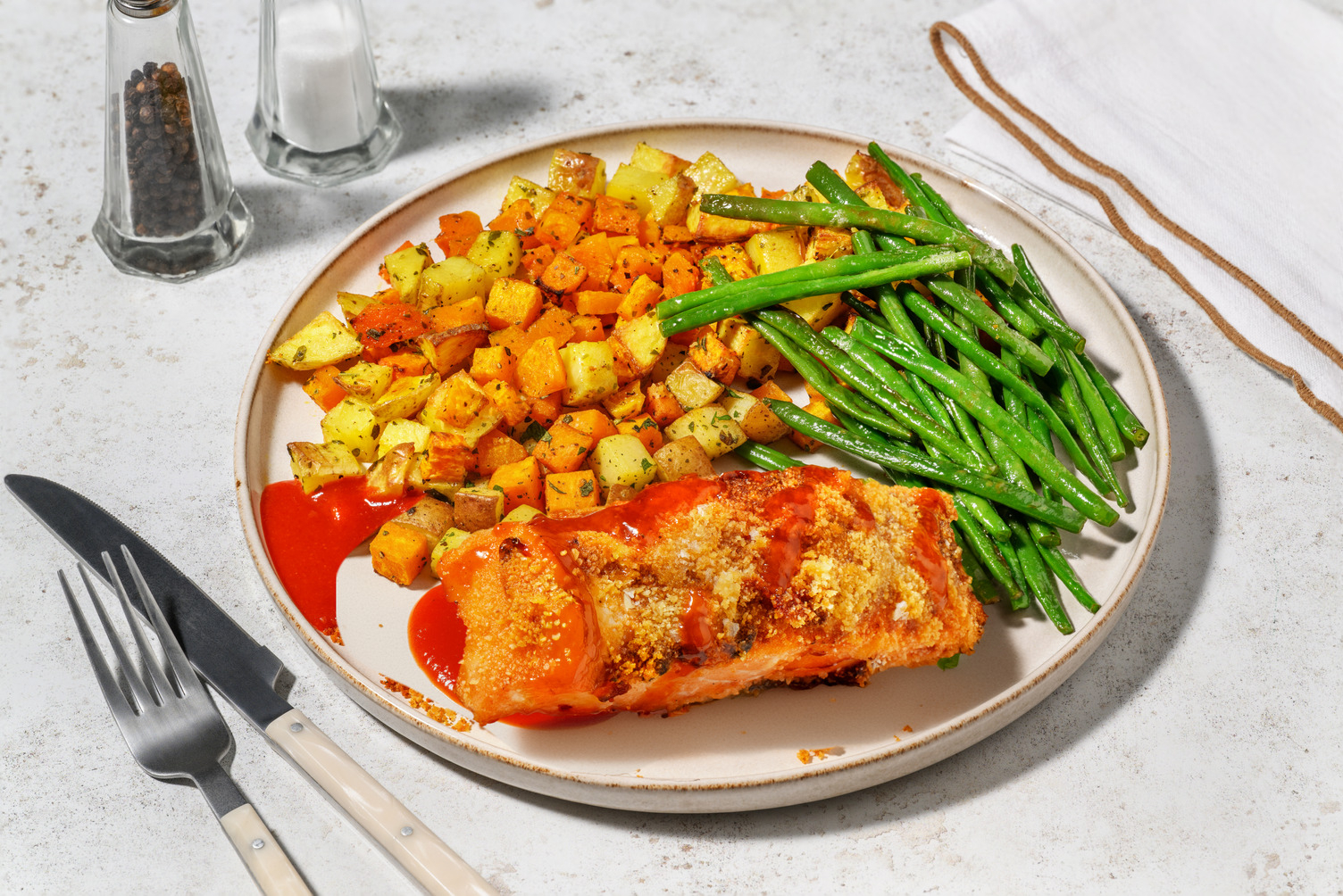 Peri Peri Crumbed Salmon and Hot Honey 