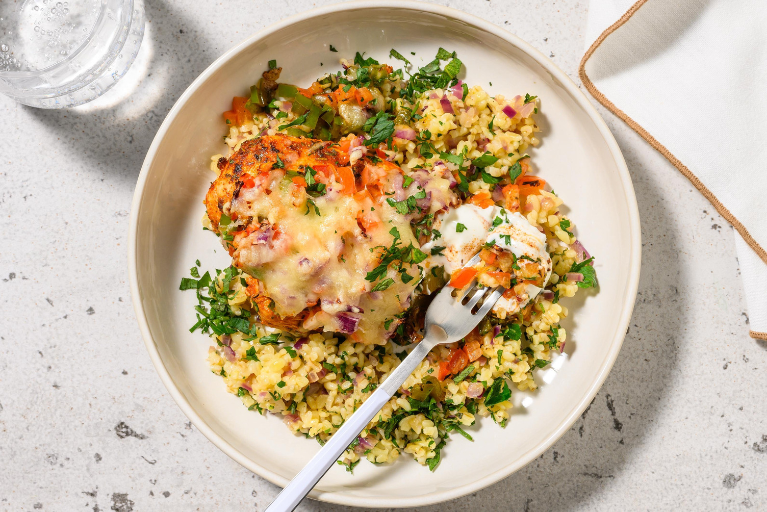 Cheesy kipfilet met Midden-Oosterse kruiden