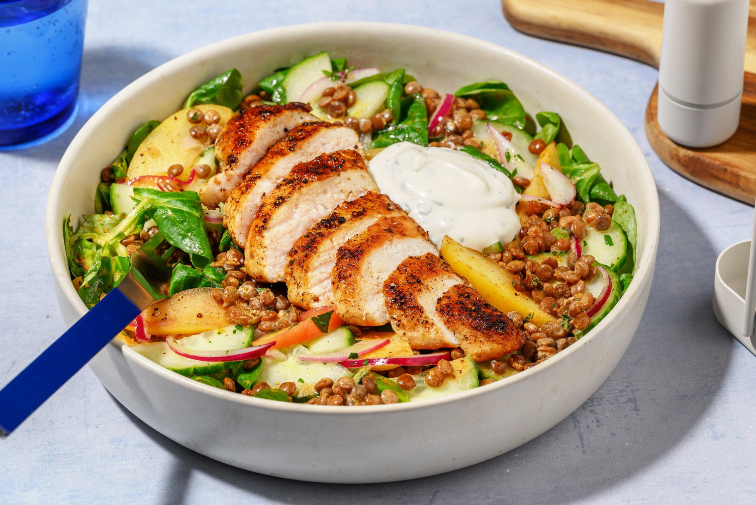 High-Protein Linsensalat mit Hähnchen