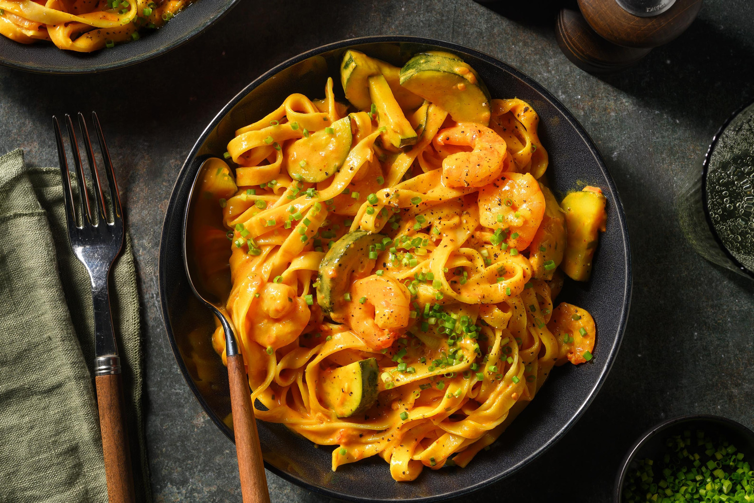 Klassieke scampi diabolique met verse tagliatelle
