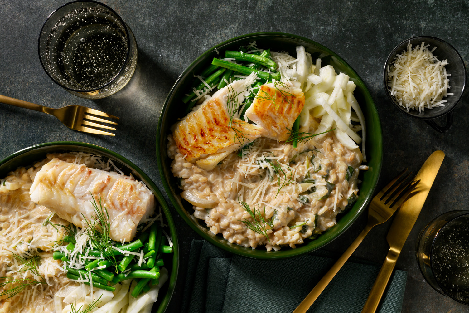 Merlu sur risotto crémeux au fenouil